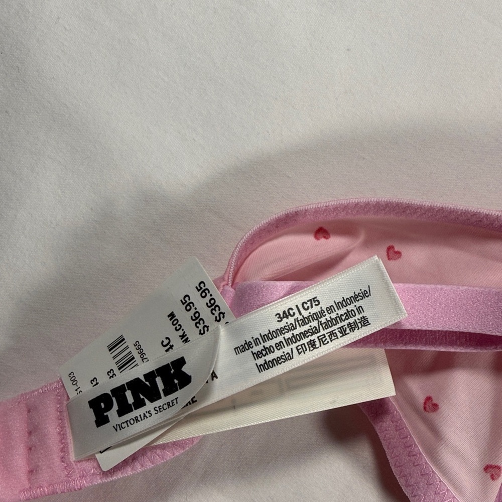 PINK Victoria's Secret Pink Bra with Red Heart Print - Picture 5 of 6